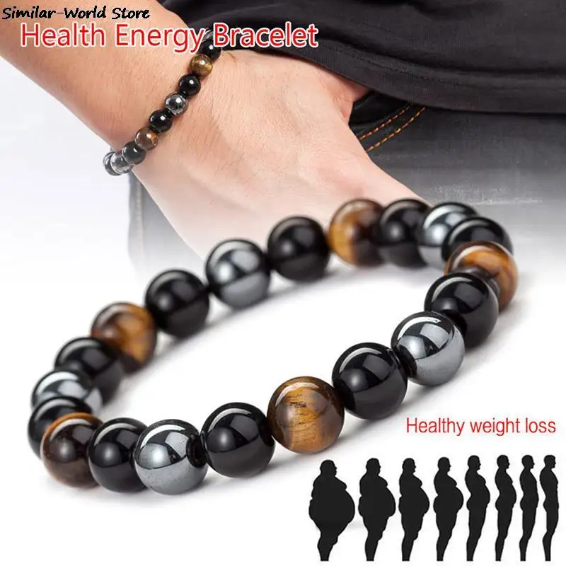 1pc Magnetic Tiger Eye Hematite Stone Bead Couple Bracelet Health Care Magnet Men Women Help Weight Loss Jewelry