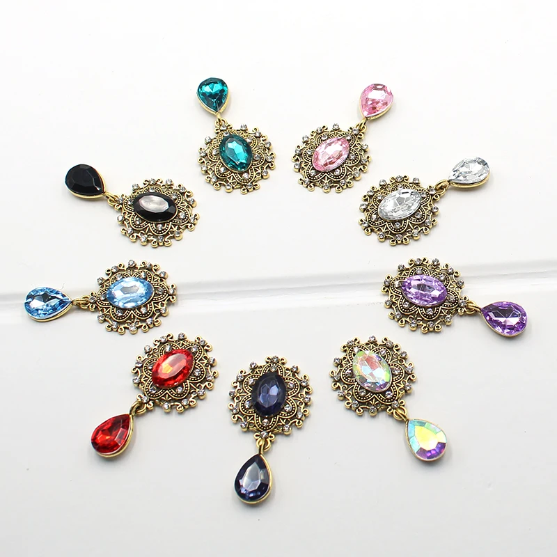 Brand New 25*46mm 5 Pieces Alloy Sparkling Rhinestone Pendants Red Wine Gift Box Party Wedding Romantic Decoration