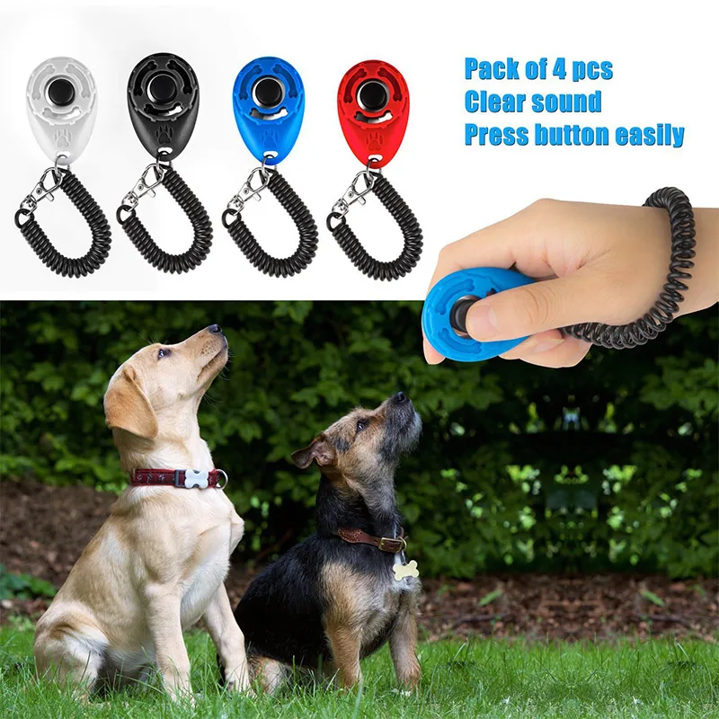 Dog Training Clicker Pet Cat Dog Click Trainer Various Style Aid Adjustable Wriststrap Sound Key Chain Dog Repeller Pet Product