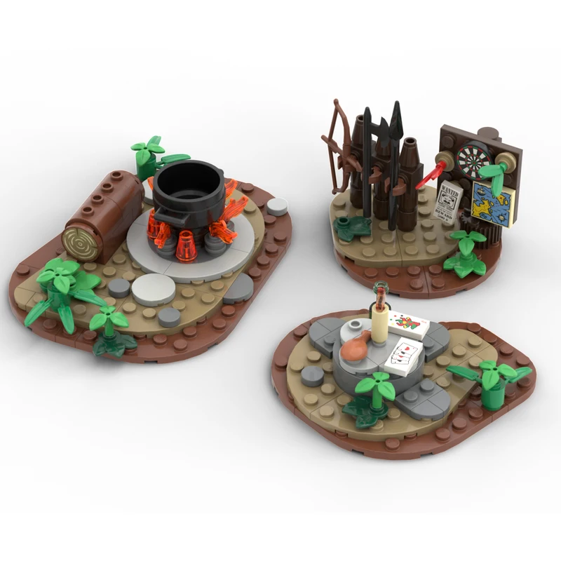 Medieval Castle Model MOC Building Bricks Small Military Camp Modular Technology Gifts Holiday Assemble Children Toys Suit