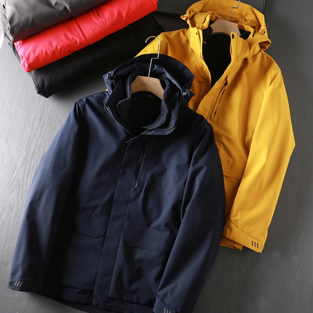 

Outdoor Windproof Waterproof Tee-in-One Detachable Two-Piece Set Fce Lined Jaet Raincoat Casual Loose Fit Men's Jaet