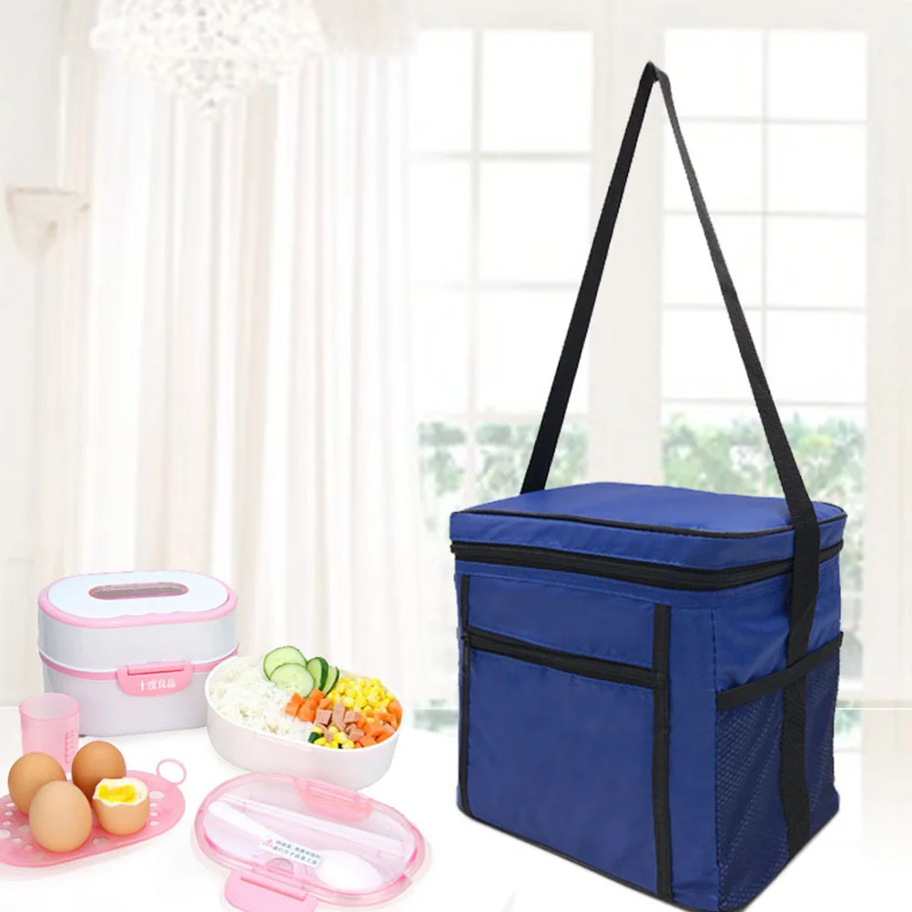 

1pcs Insulated Lunch Bag Oxford Cloth Ice Pack For Picnic Tote School Work Sandwich Storage Drink Yogurt Fresh Food Blue