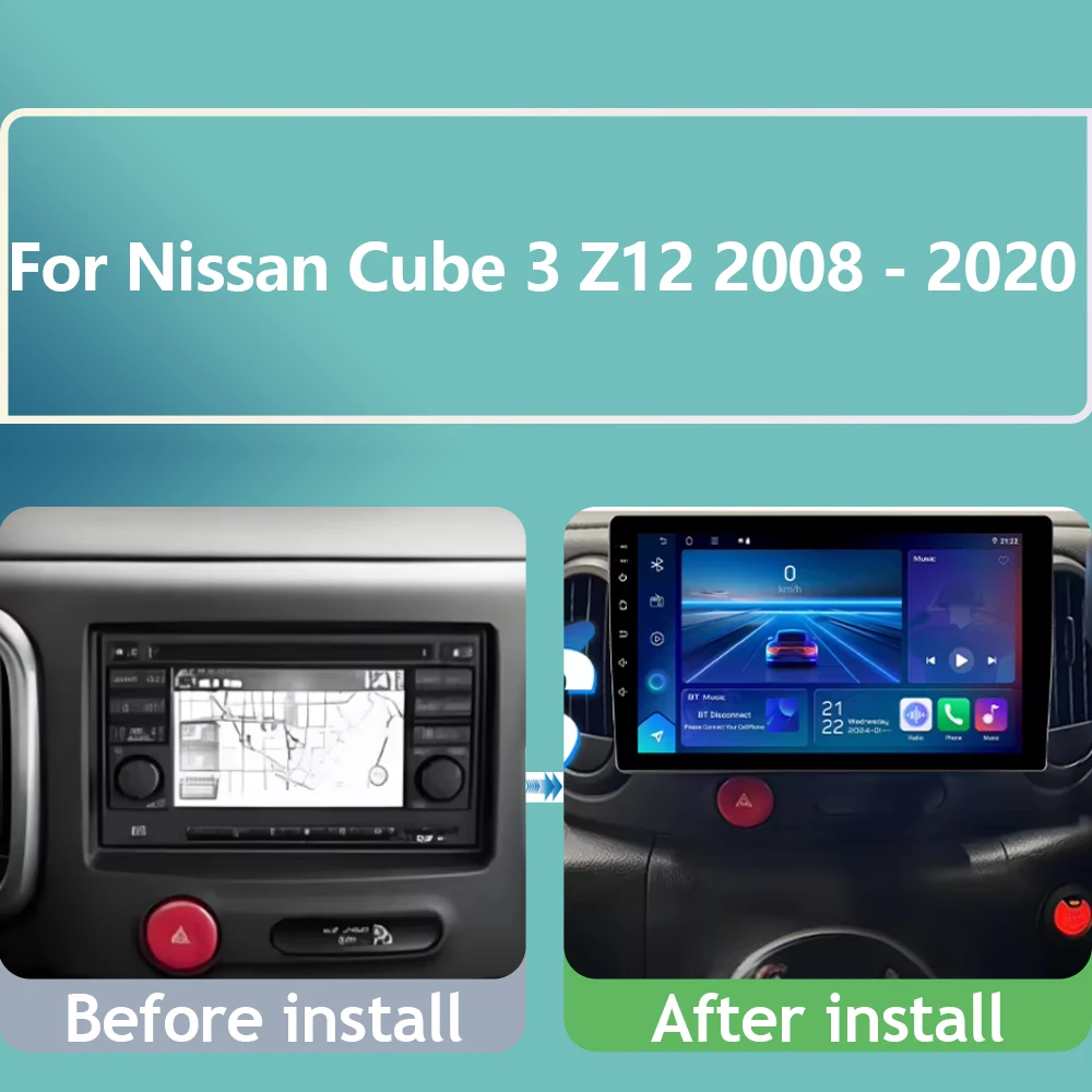 4G+WiFi For Nissan Cube 3 Z12 2008 2009 2010 2011 2012- 2020 Android 16 Car Stereo CarPlay Car Radio Android Auto GPS Multimedia