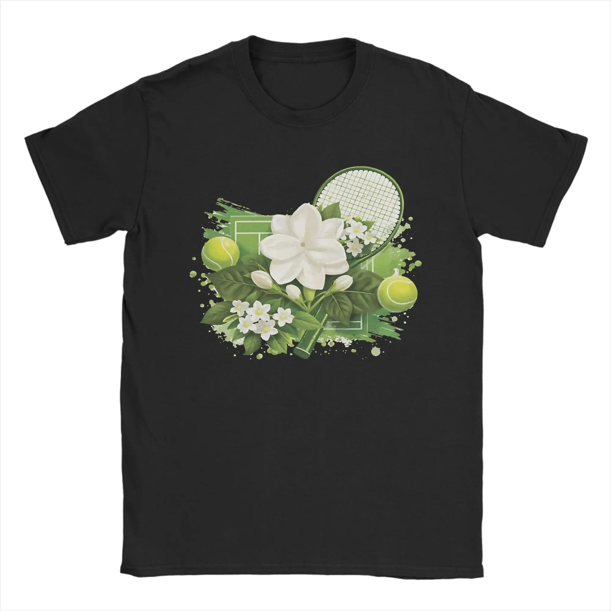 Alexandra Eala Tennis Floral Splash Art T-Shirts for Men  Fun Cotton Tee Shirt Crewneck Short Sleeve T Shirts Plus Size Tops