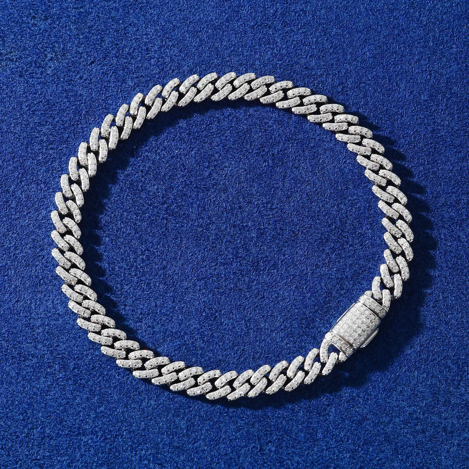 6mm Solid 925 Sterling Silver Iced Out Lab Created Moissanite Miami Cuban Chain Bracelet GRA Certified Hip Hop Jewelry For Women & Men
