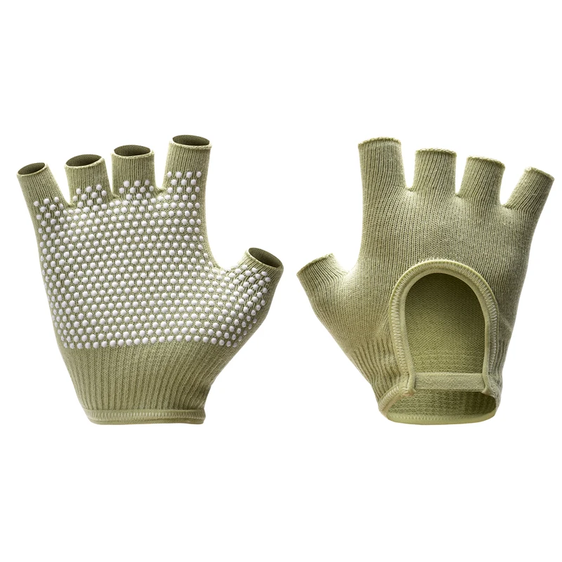 Dames Antislip Yoga Handschoenen Katoen Fitness Halve Vinger Handschoenen Ademend Outdoor Fietsen Pilates Sport Vissen Handschoenen