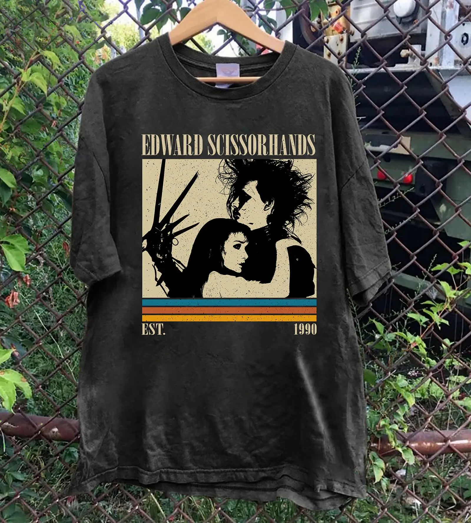 Edward Scissorhands T-Shirt, Vintage 1990 Film Tribute Comfort Colors Tee – Detail 2