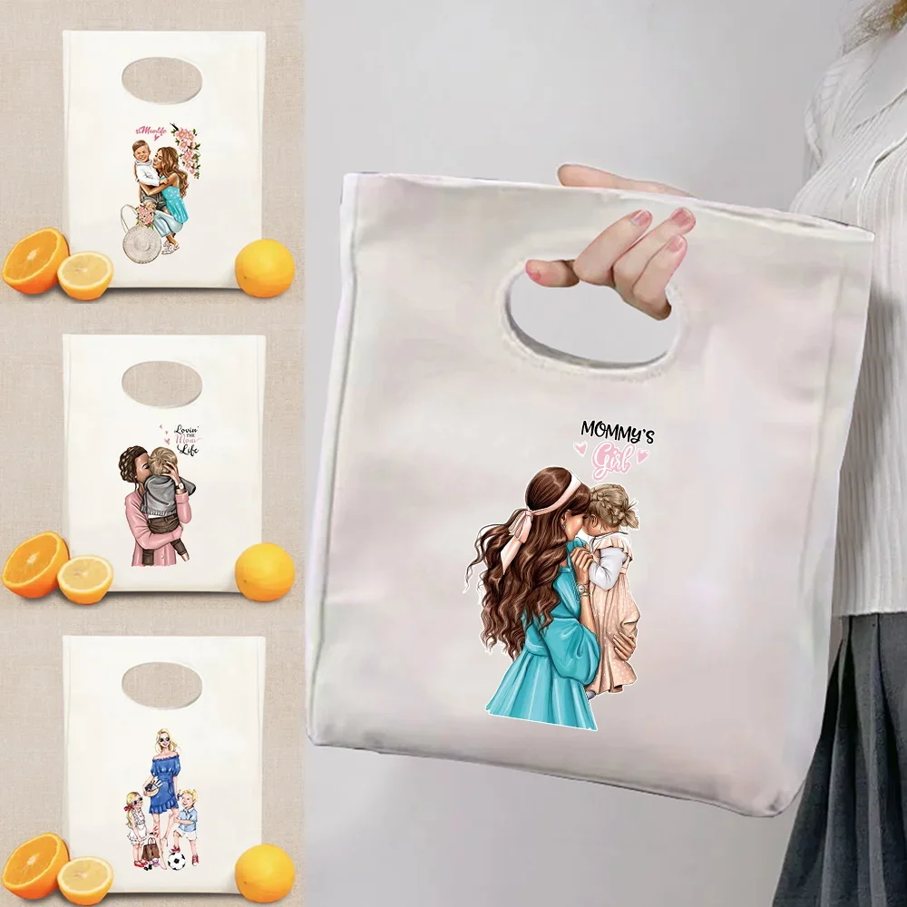 Lunch Bag Large Capacity Daily Mom Series Student Office Worker Insulated Lunch Bag Portable Camping Thermal Picnic Pouch Unisex