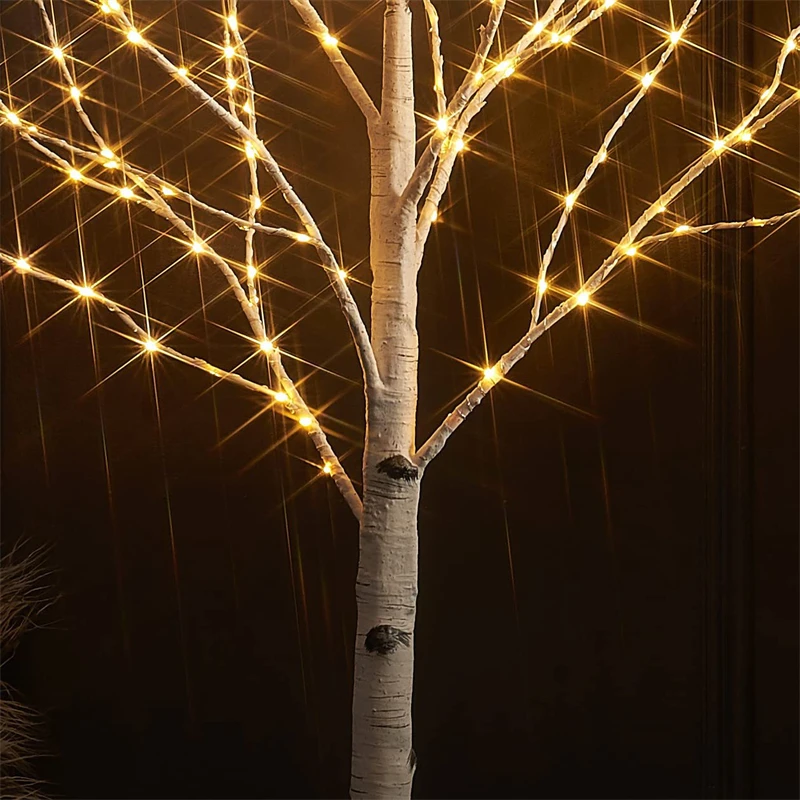 Simulated White Birch Tree Lamp Glowing Branch LED Night Light for Home Bedroom Wedding Party Christmas Garden Decoration
