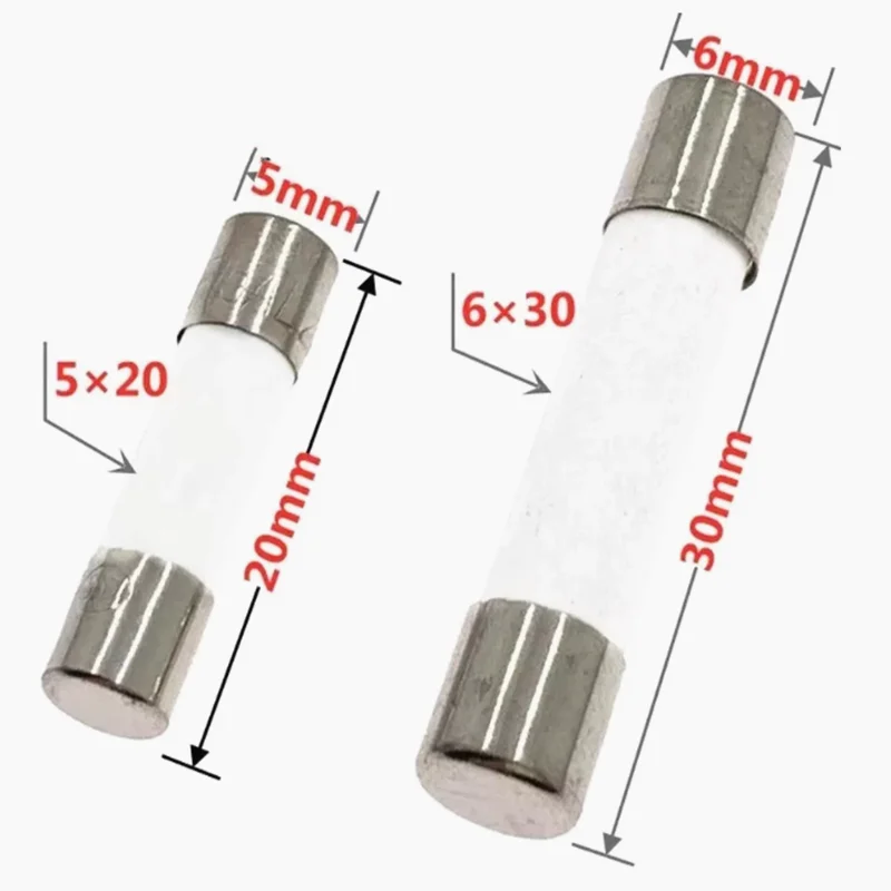 10PCS/lot 5*20MM/6*30MM Fast Blow Ceramic Fuse 250V 0.1A 0.25A 0.5A 1A 1.5A 2A 2.5A 3A 3.15A 4A 5A 6A 6.3A 8A 10A 15A 16A 20A
