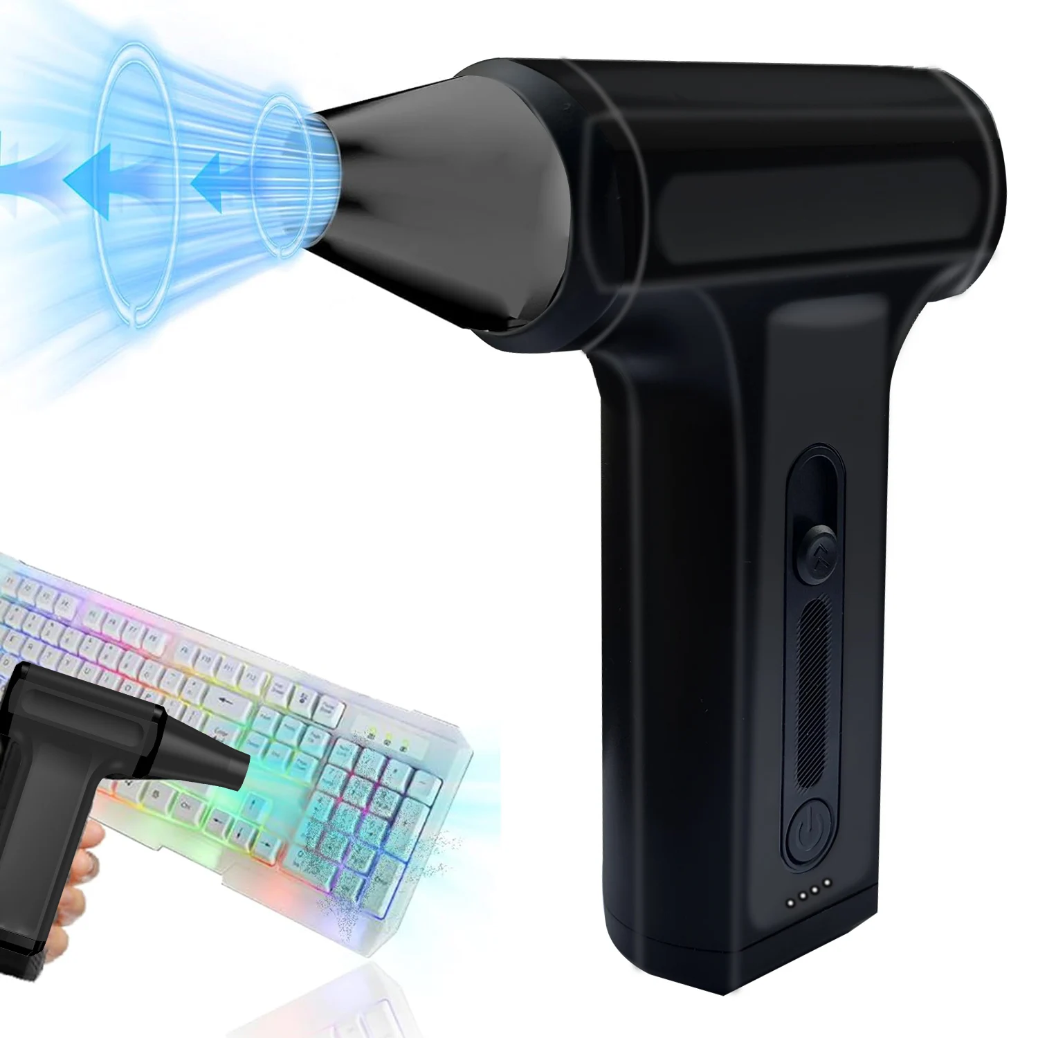 

Портативный воздушный очиститель для компьютеров, 130000 об/мин, беспроводной компрессор с LED-подсветкой для очистки клавиатуры ПК.