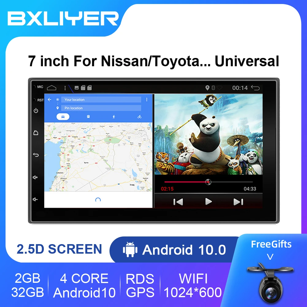 BXLIYER Android 12 2 Din Car radio Multimedia Video Player Universal auto Stereo GPS For Nissan Hyundai Kia toyota free MAP CAM