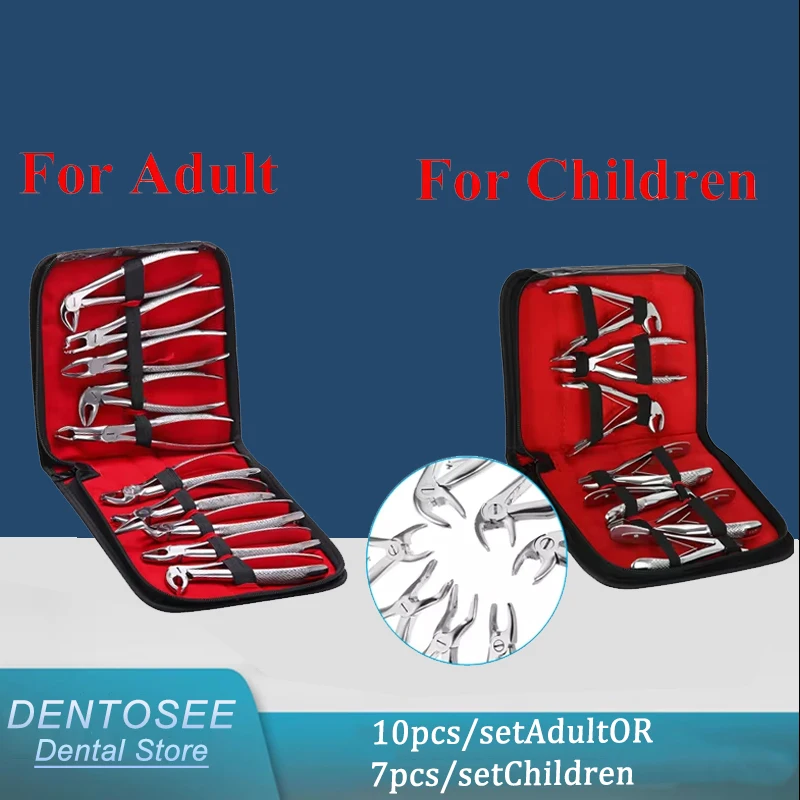 

Dental Extraction Pliers Set 7 Pieces Children's Forceps 10 Pieces Adult Forceps, Durable Stainless Steel Tools