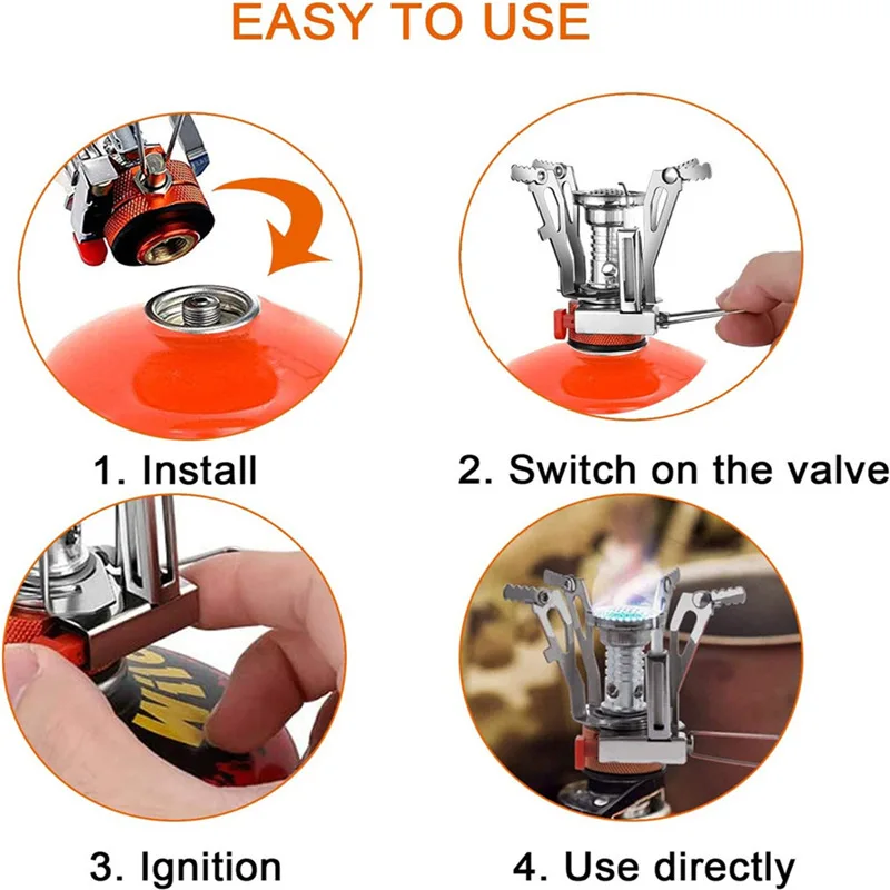 Portable All in One Camping Stove with Converter Compact Lightweight Outdoor Cooking Gear for Hiking Backpacking image 5