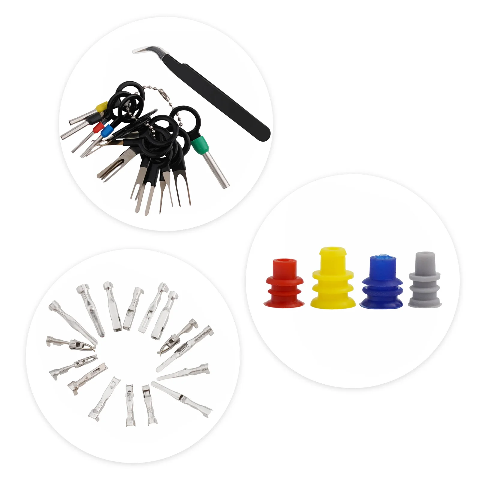 

720 PCS Car Electrical Terminal 1/1.5/1.8/2.2/2.8/3.5mm Auto Non-Insulated Plug Removal Car Electrical Wire Terminal Tool