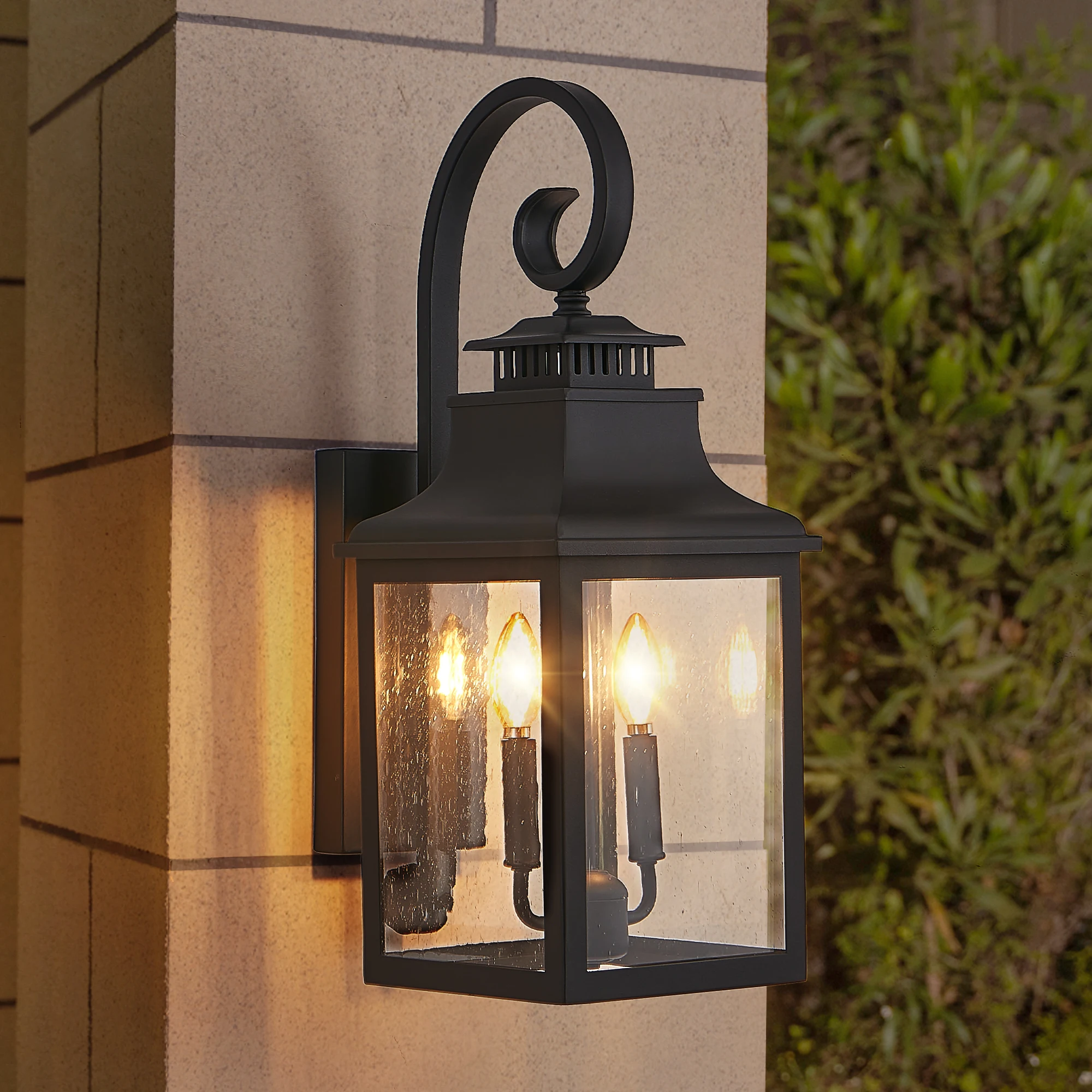 

FAISHILAN 23” (H) Outdoor Wall Lantern Waterproof Light Fixture Vintage Black Aluminum with Clear Glass for Porch or Garden