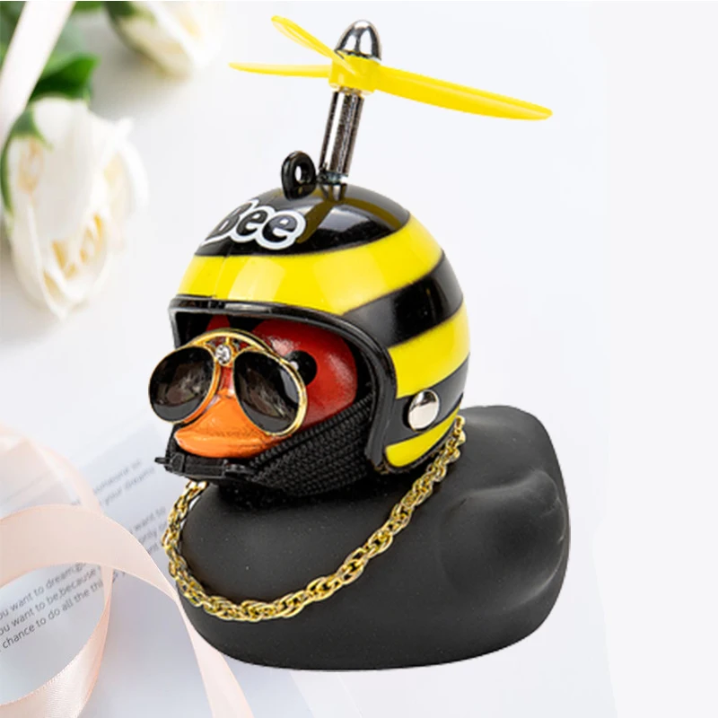 Auto süße Ente mit Helm gebrochen Wind kleine gelbe Ente Fahrrad Motorrad Helm Reiten Radfahren Dekor Auto Ornamente Zubehör – Detail 16