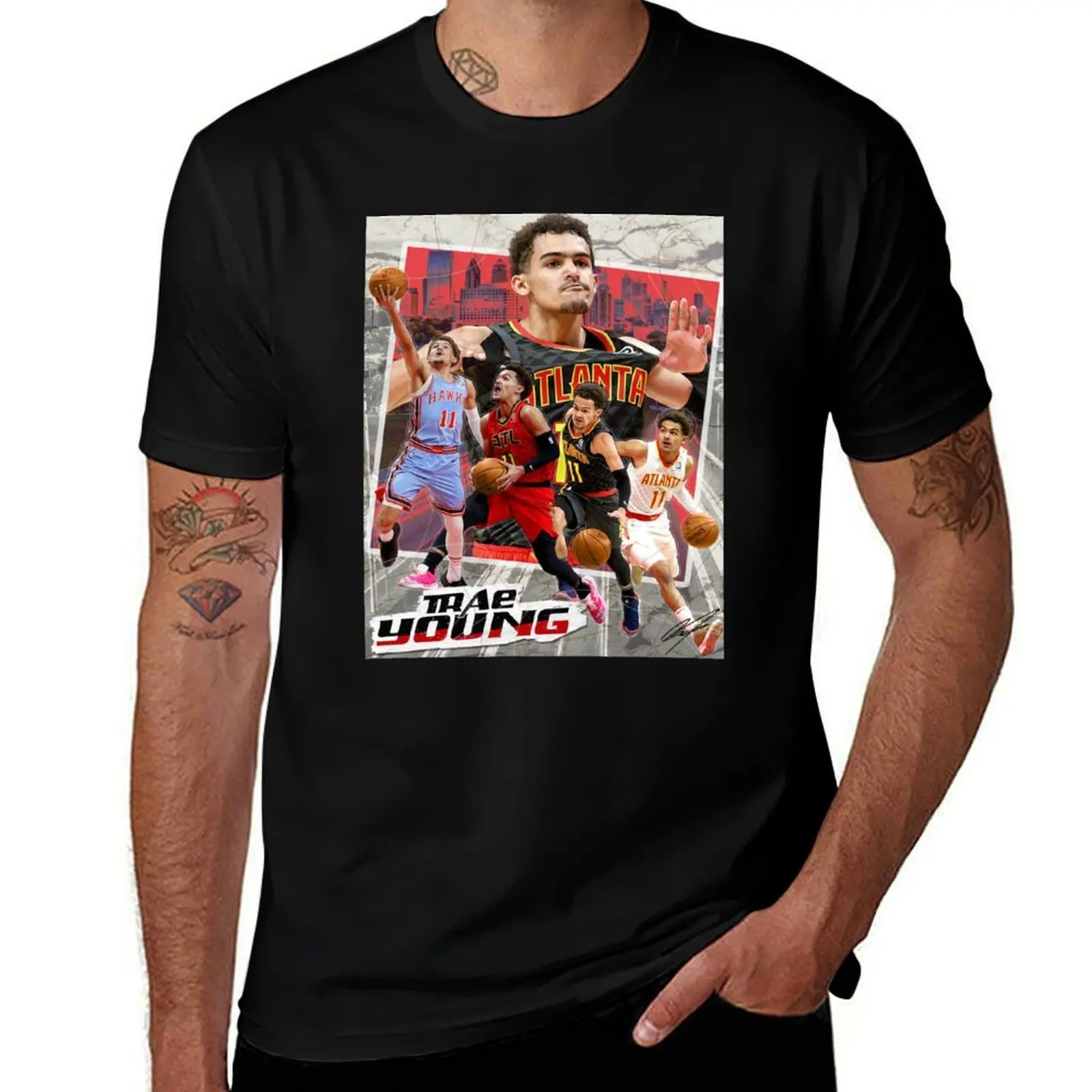 تي شيرت Trae Young تي شيرت رجالي من القطن الثقيل تي شيرت للرجال