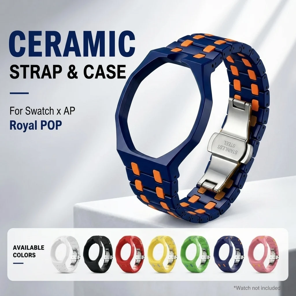 Image of Leichtes Biokeramik-Upgrade-Modifikations-Kit für Swatch X AP Changer zur Umwandlung in Armbanduhr POP Uhrengehäuse Armband Royal Pocket Case