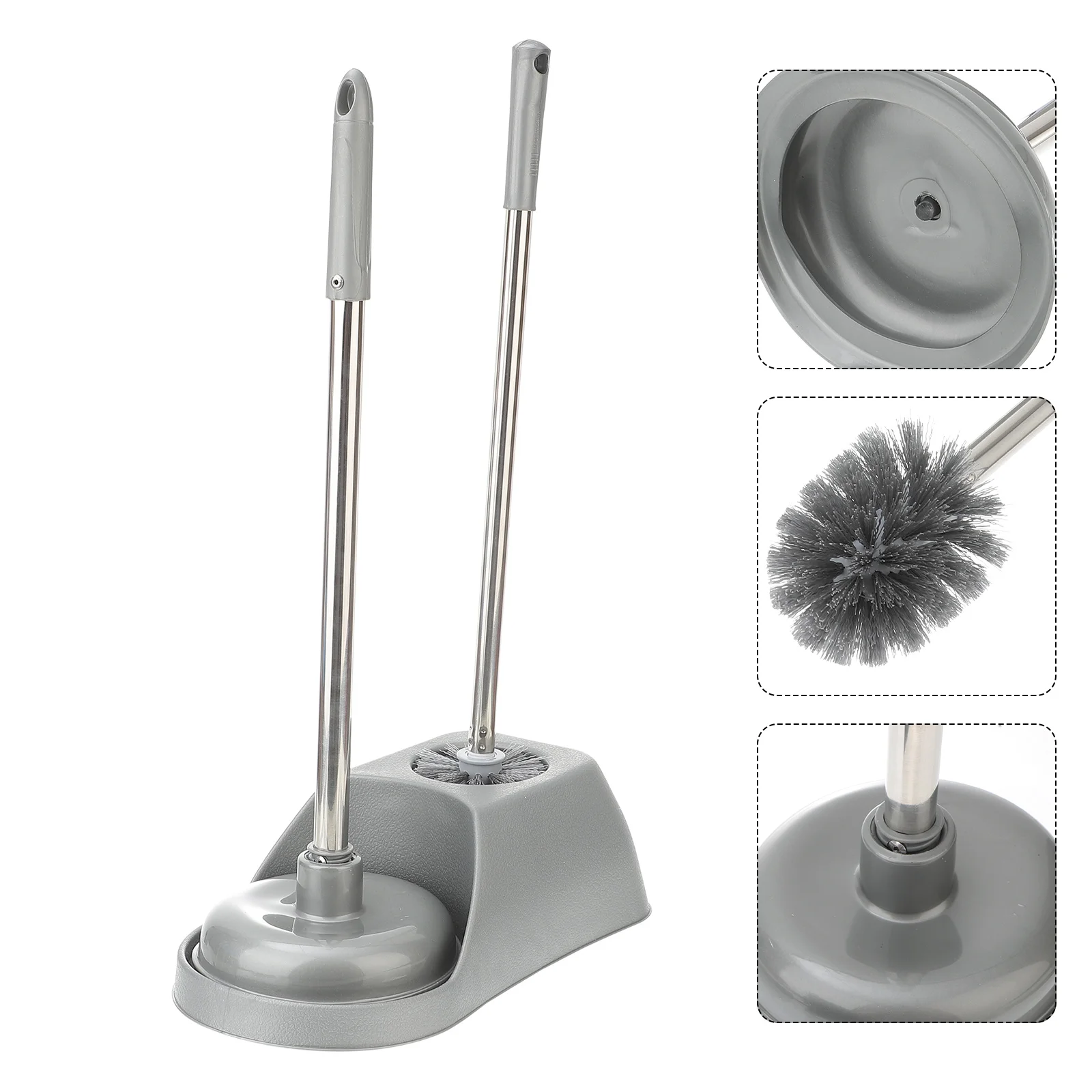 

Toilet Cleaner Brush Plunger Bathroom Cleaning with Holder for Set Bowl Scrubber Plastic Powerful