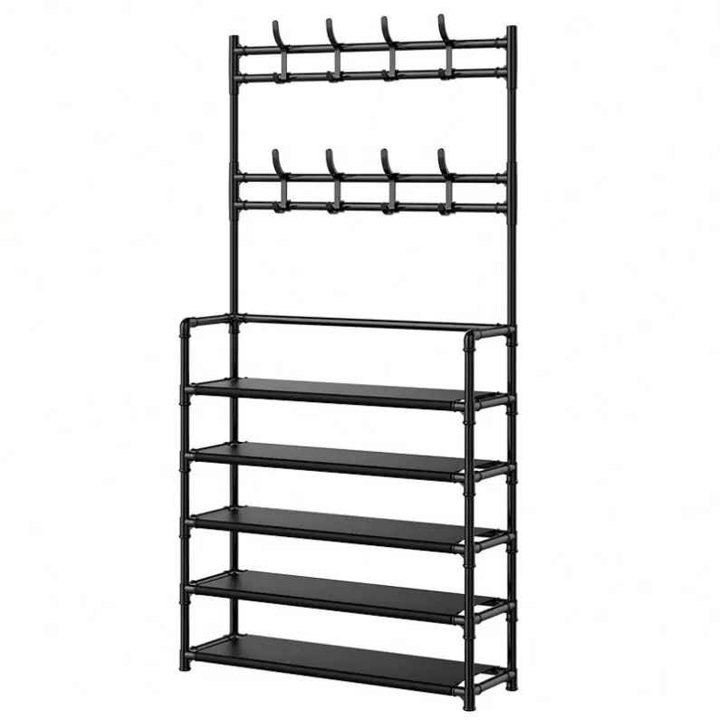 

Storage floor rack folding shoe rack bedroom dormitory with hanger hook