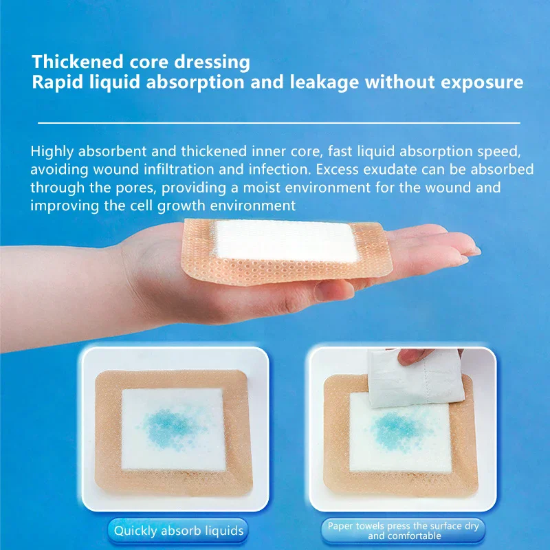 5 Sizes Foam Dressing With Border Pressure Ulcer Patch Adhesive Sterilized Waterproof Wound Bandage Bedridden Patients