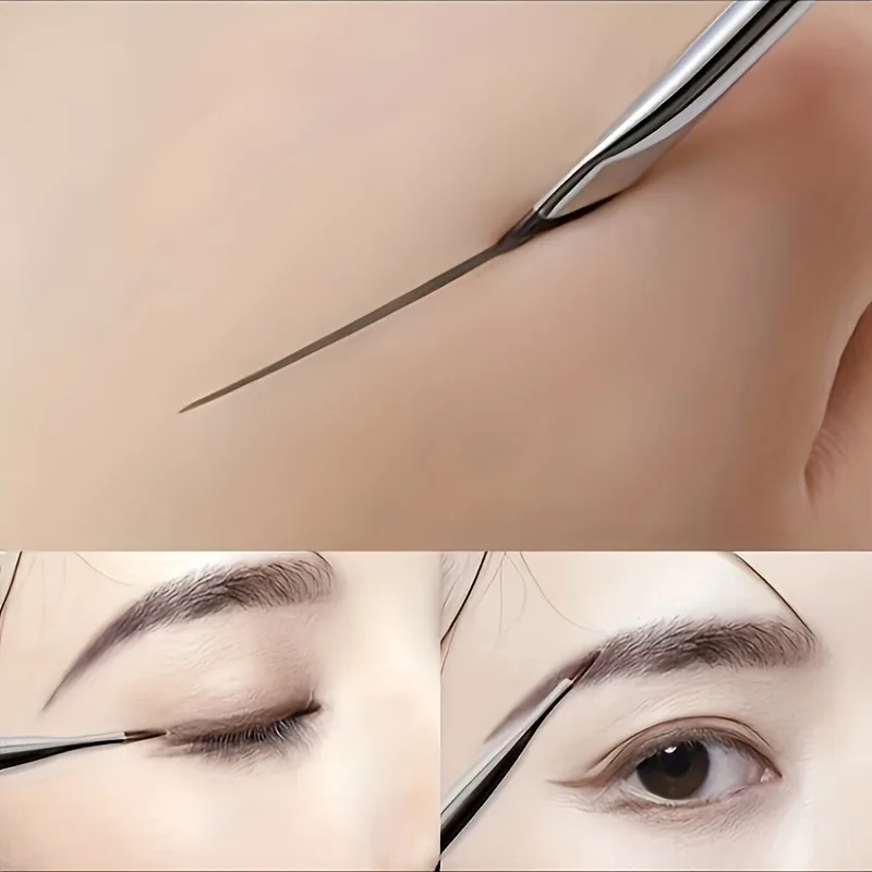 Präzisions-Winkelpinsel für Eyeliner, Flaches Sichel-Design für Detaillierte Augen-Make-up-Anwendung, Nylonborsten, für Alle Hauttypen