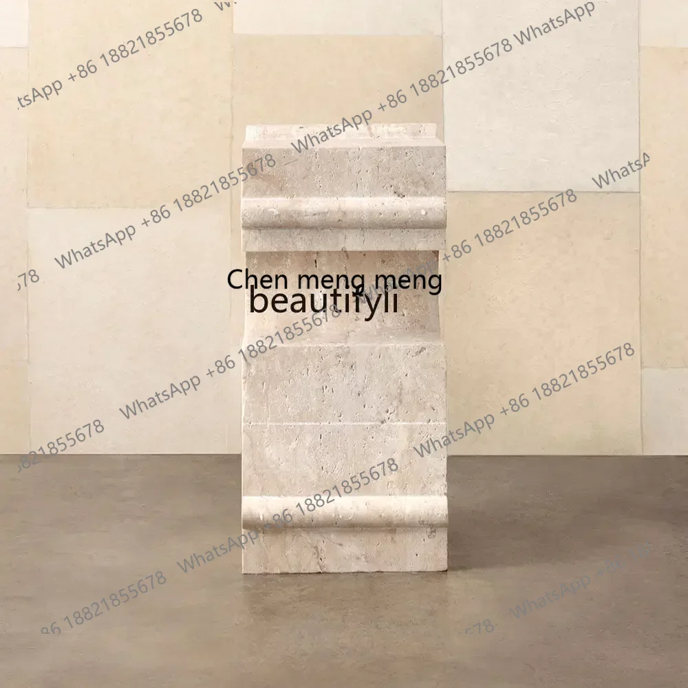 CC Villa living room artistic personality, natural yellow travertine sofa side table, designer custom furniture