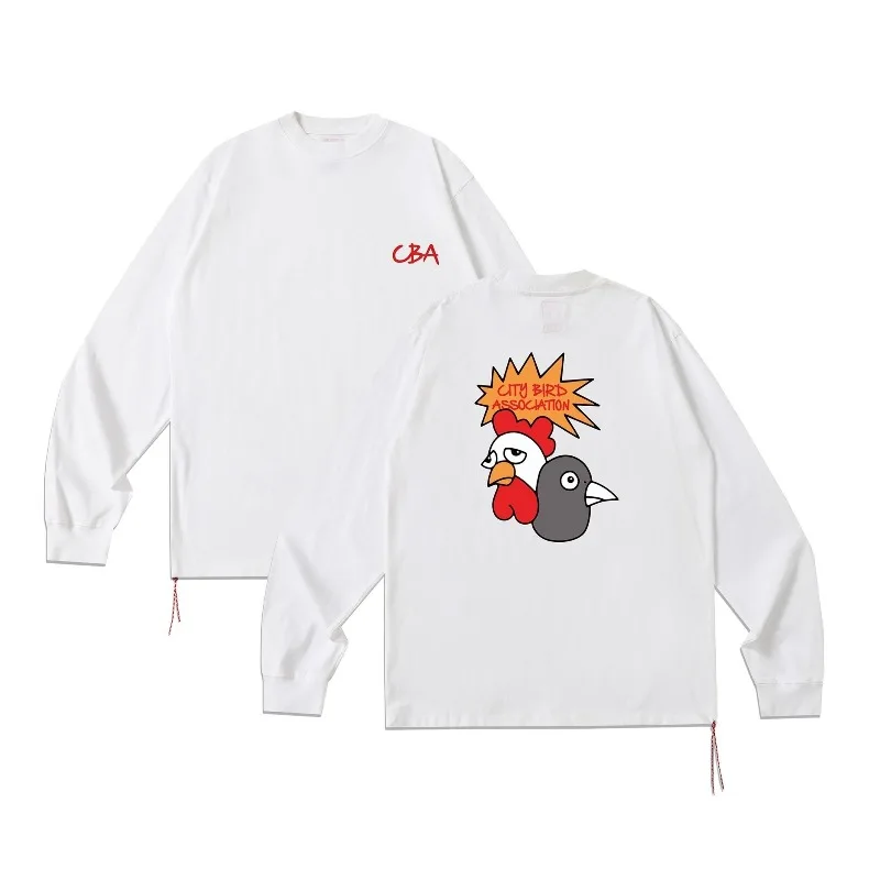 BEAMS JAPAN Japanese Streetwear Red Badge Red String Custom Design Unisex Long Sleeve T-Shirt Casual Top