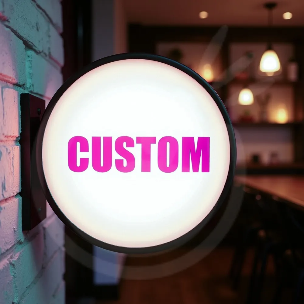 

Custom Round Acrylic LED Light Box for Barber Shops Waterproof Double Sided Bright Storefront Signage