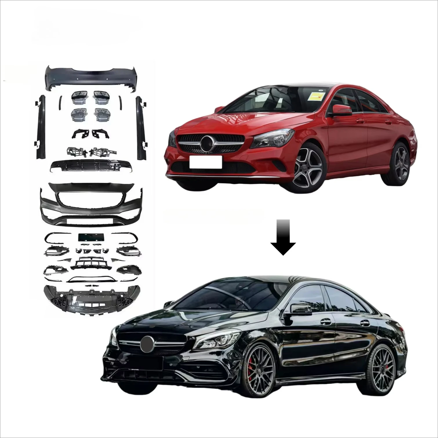 

High Quality for CLA Class W117 2013-2018 Bodykit CLA45 Style Facelift Part Bumper Side Skirt Upgrade Car's