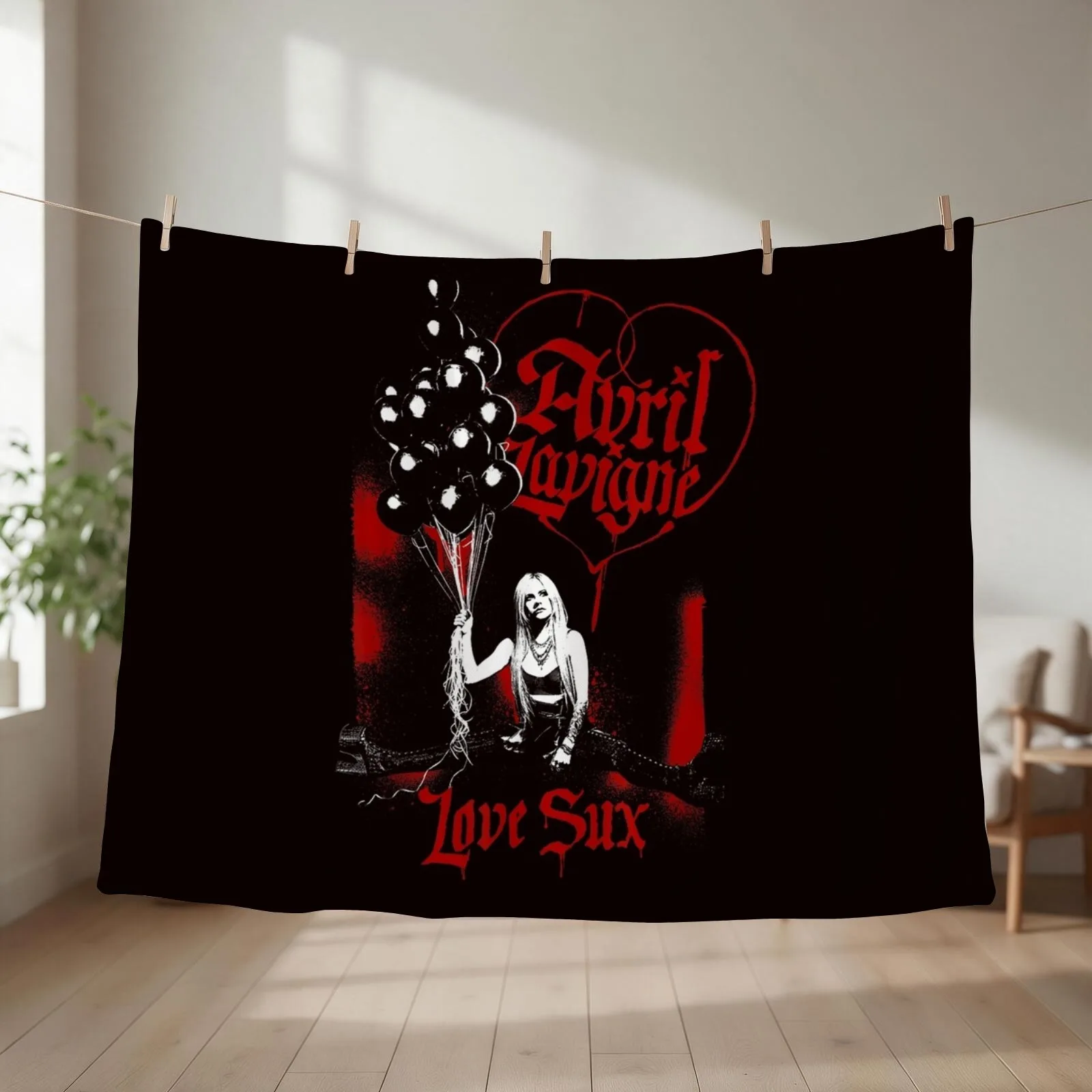 official avril lavigne love sux balloons Throw Blanket couch cozy soft plush fuzzy picnic outdoor blanket