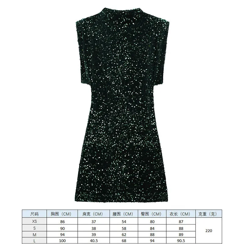 Ladies Winter Mini Dress Sleeveless Shoulder Pad Bead Decoration Black Belt Fashionable Evening Gown Female Style Clothing