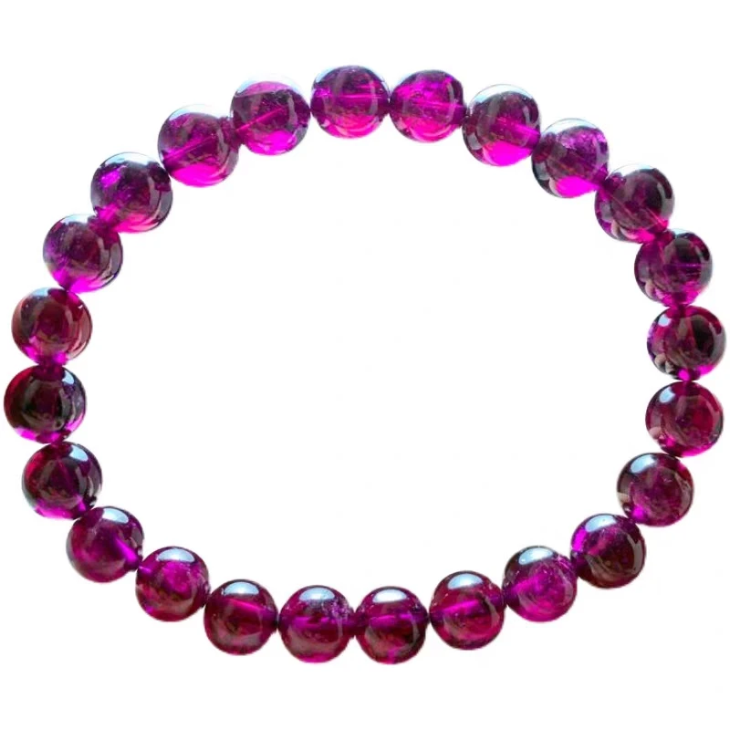 Imagem -05 - Pulseira de Miçangas Redondas para Mulheres e Homens Natural Purple Garnet Clear Stretch Pulseira Aaaaaaa mm mm