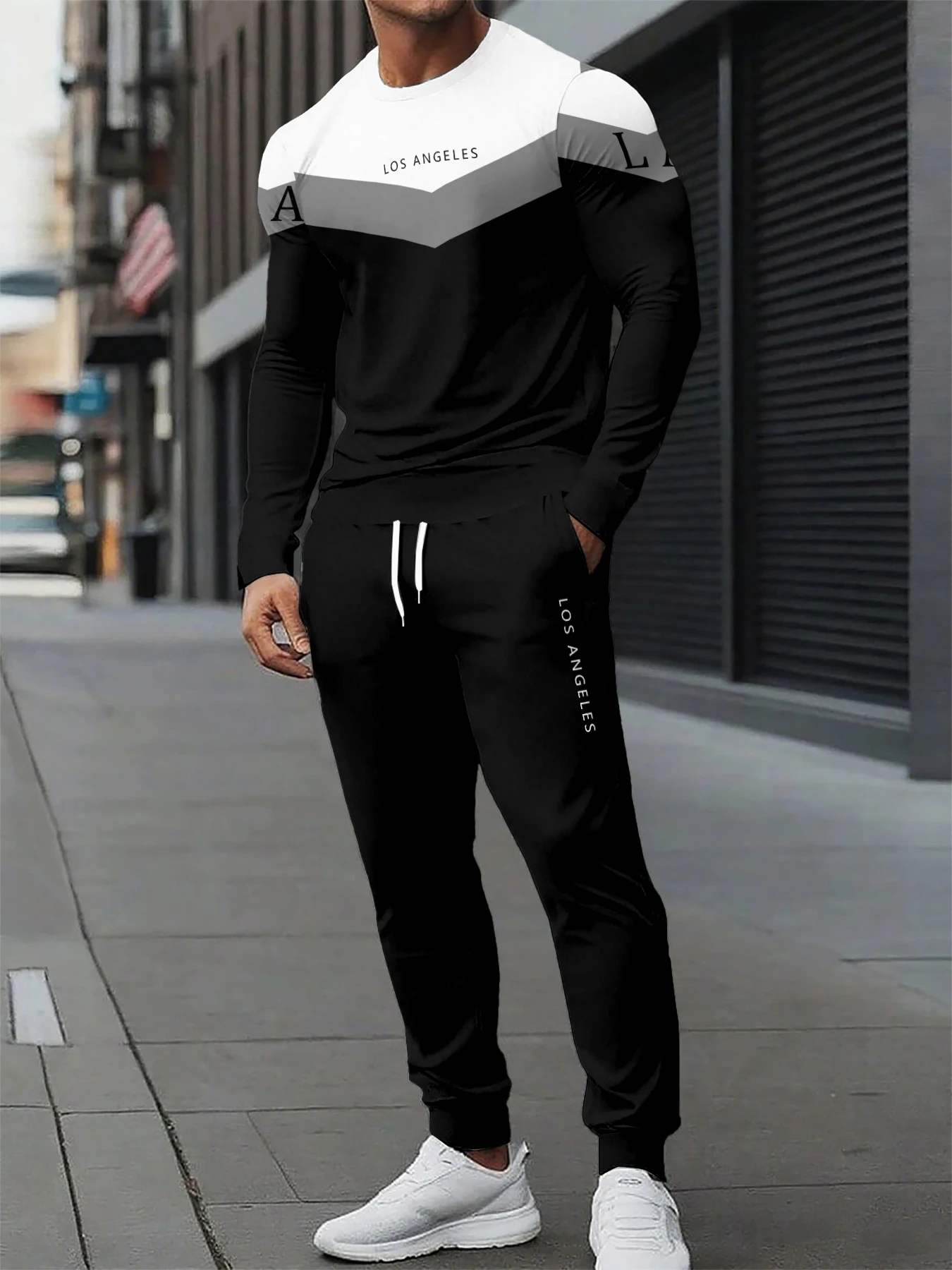 

The new men's set for Spring and Autumn features a casual fashionable soft and comfortable pattern print