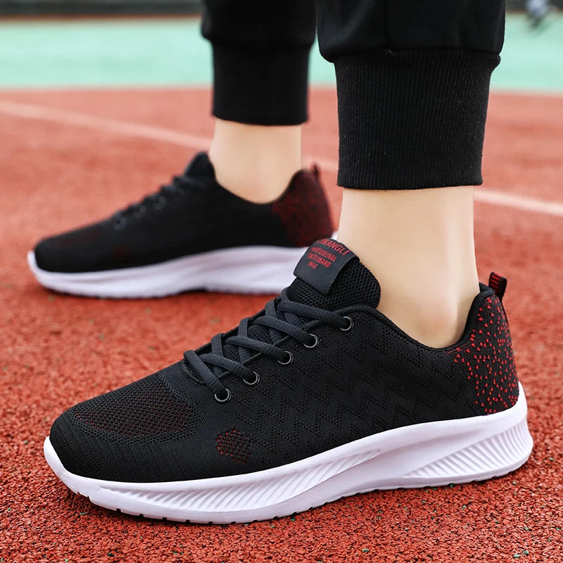 Men\'s Running Sneakers Free Shipping Mesh Breathable Sneakers Men Lightweight Black Sports Shoes Trainers for Men