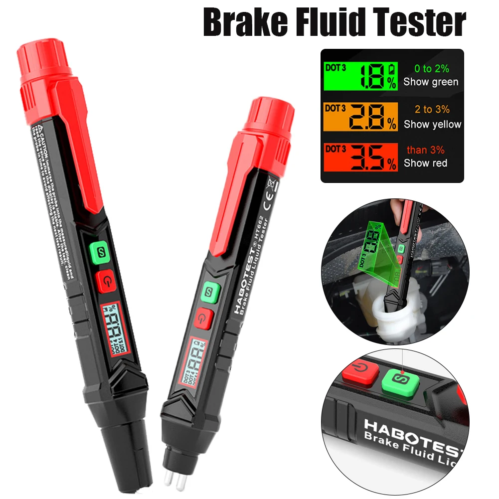 Brake Fluid Tester Auto Car Brake Liquid Digital Tester Diagnostic Check Pen for DOT3/DOT4/DOT5.1 Accurate Oil Quality Check Pen