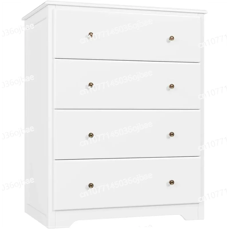 White Dresser 4 Drawer Dressers Chest of Drawers Modern Tall Dresser Wood Drawer Chest Storage Cabinet for Living Room