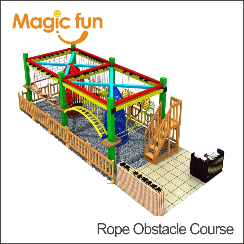 Children Indoor High Adventure Play Equipment Rope Course Traverse