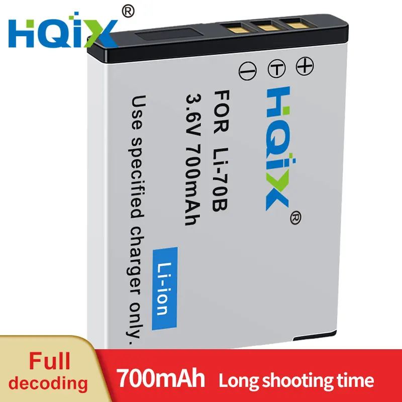 HQIX for Olympus FE-4020 4040 5040 D-705 710 745 VG-110 120 140 130 145 150 160 Camera LI-70B Dual Charger Battery