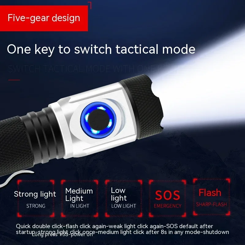 Powerful Led Flashlight Torch Mini USB 4*XPG LED Tactical Waterproof Rechargeable 18350/18650 Battery Camp Light