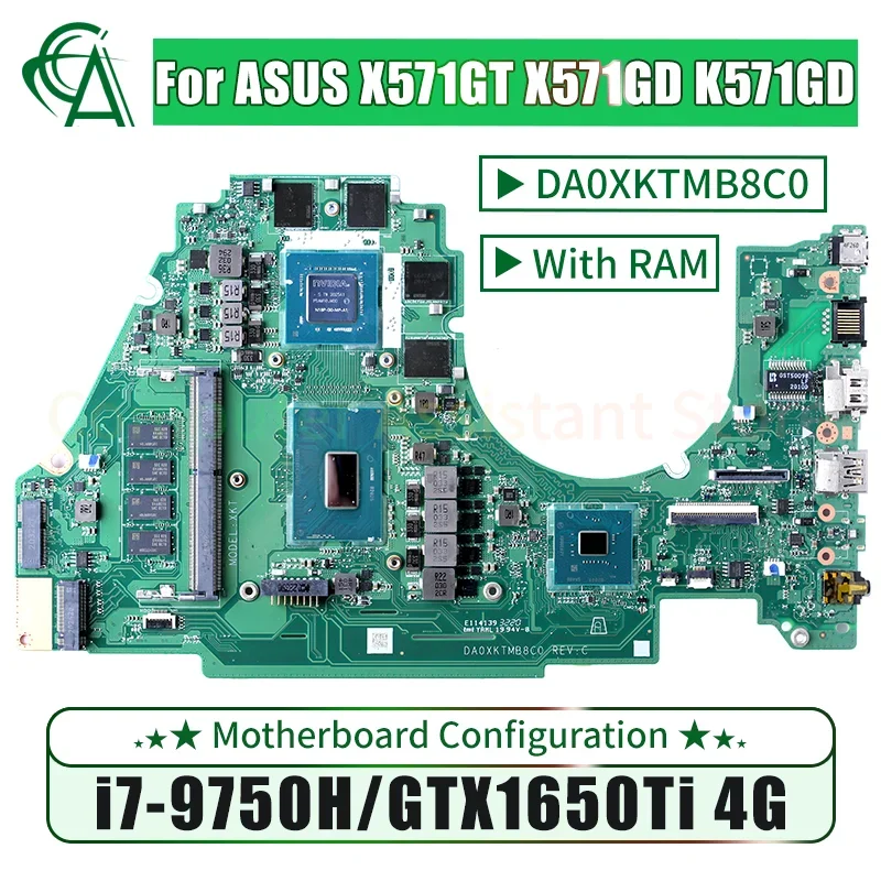 اللوحة الأم للكمبيوتر المحمول لـ ASUS ، DA0XKTMB8C0 ، X571GT ، X571GD ، K571GD ، SRF6U ، ، GTX1650Ti ، 4G ، Notebook ، اللوحة الرئيسية ، تم اختبارها