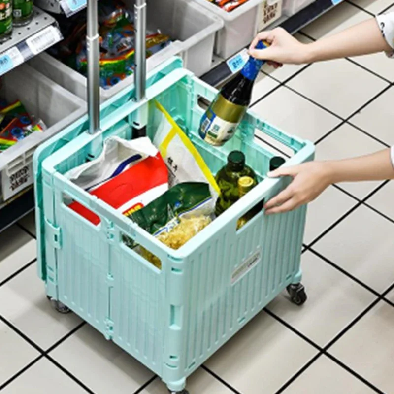 

Household 220v Portable Folding Trolley Storage Box Car Trunk Storage Organizer Supermarket Portable Wheel Shopping Cart