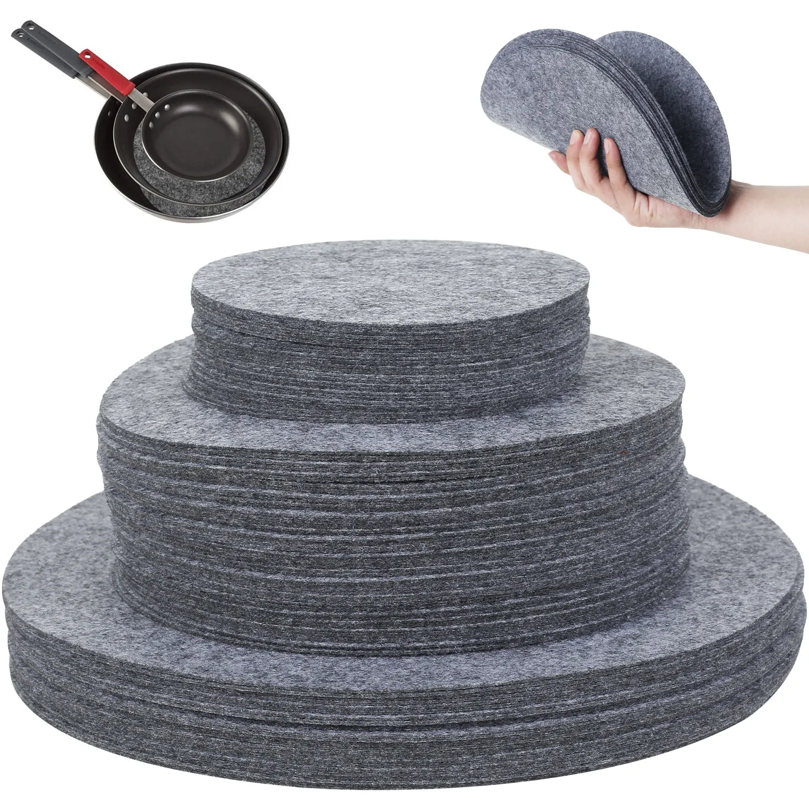 96 Pcs Felt Plate Dividers Set 3 Sizes Round Felt Plate Protectors Reusable Dish Storage Pads Multipurpose Soft Plate Separators