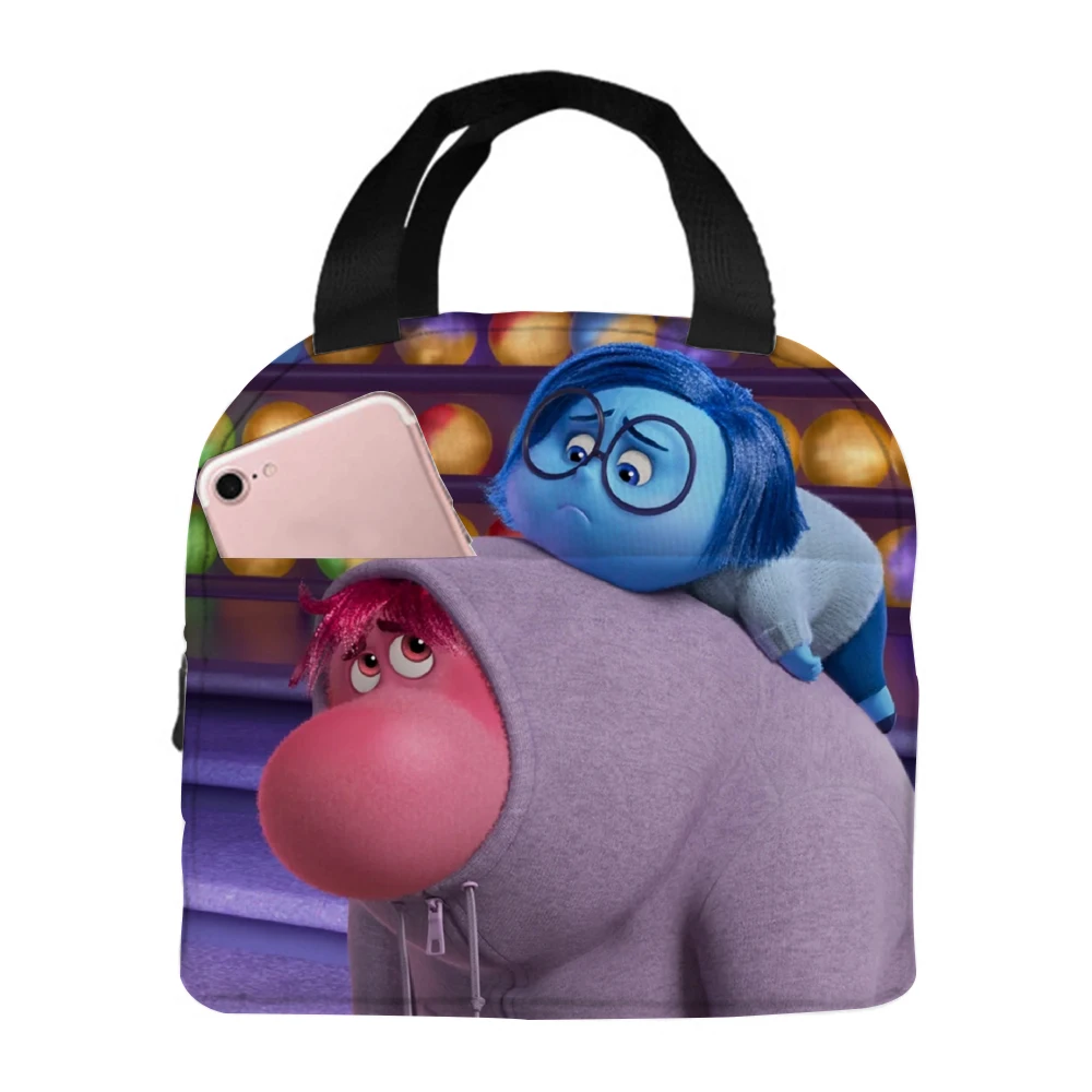 Inside Out 2 Lunch Bag for Kids Disney Joy glossy Anger Anime isolamento termico borsa School Picnic Office Bento Food Pouch