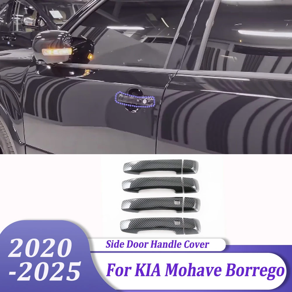 

ABS Carbon Fiber Side Door Handle Cover Trim Decoration Styling Car Sticker Accessories For KIA Mohave Borrego 2020-2025