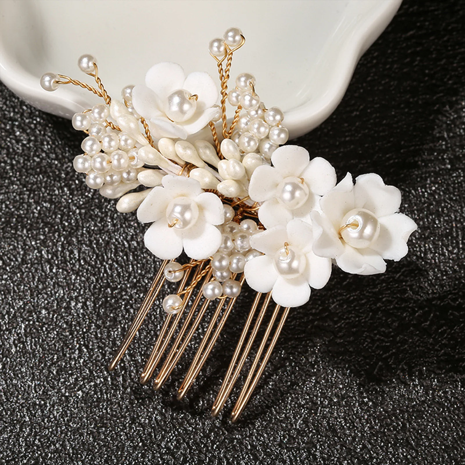 Pearl Flower Headband Bridal Hair Combs Fashion Tiaras de Noiva Wedding Hair Accessories Fairy Marriage Hair Jewelry For Women