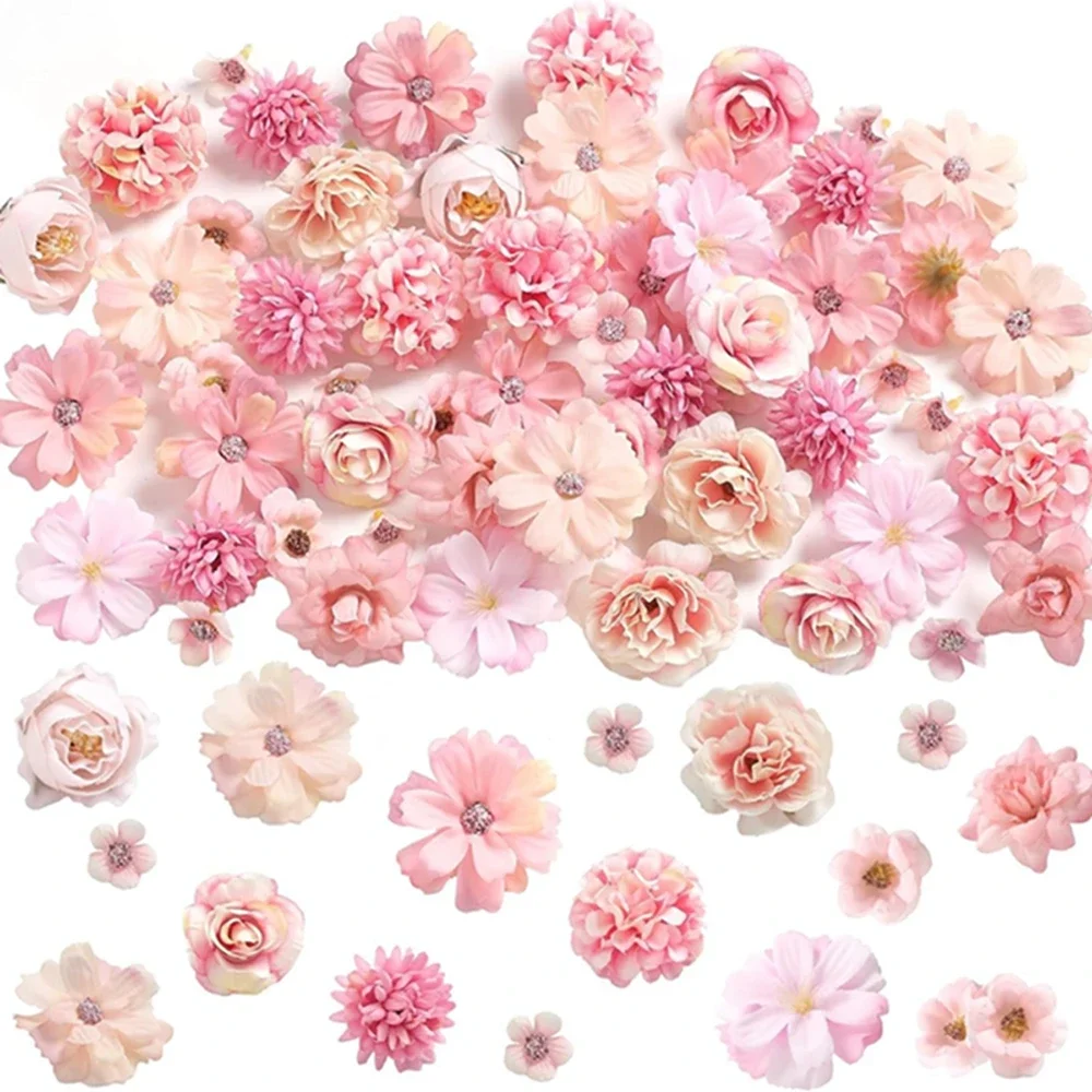 46Pcs Rose Artificial Flowers Heads for Home Decor Fake Flowers Garden Wedding Marriage Decoration Wreath Garland Gift Accessory
