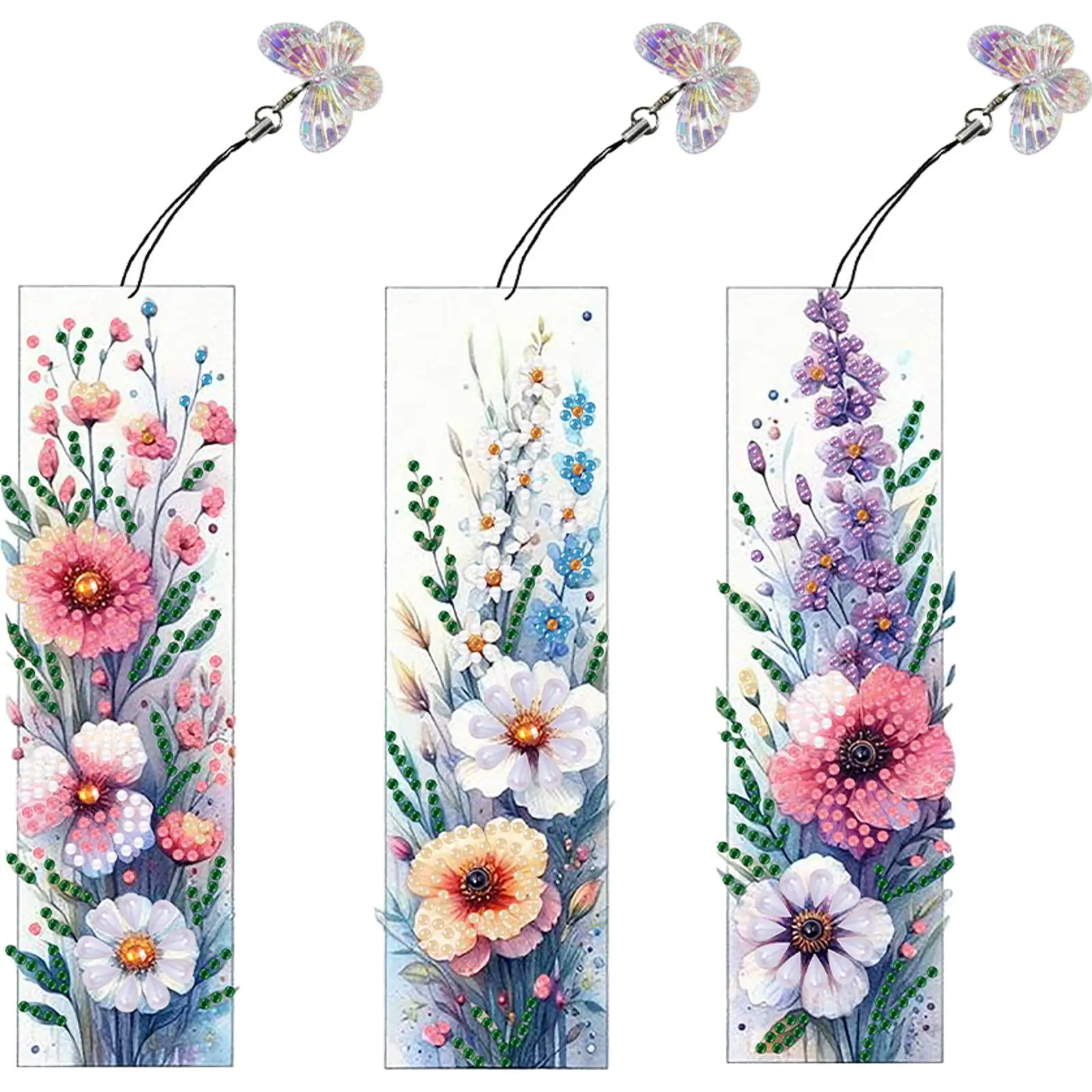 

3Pcs Flower Patterns DIY Diamond Painting Bookmark Diamond Bookmark Art Projects for Beginners Ideal Choice for Home Office Use
