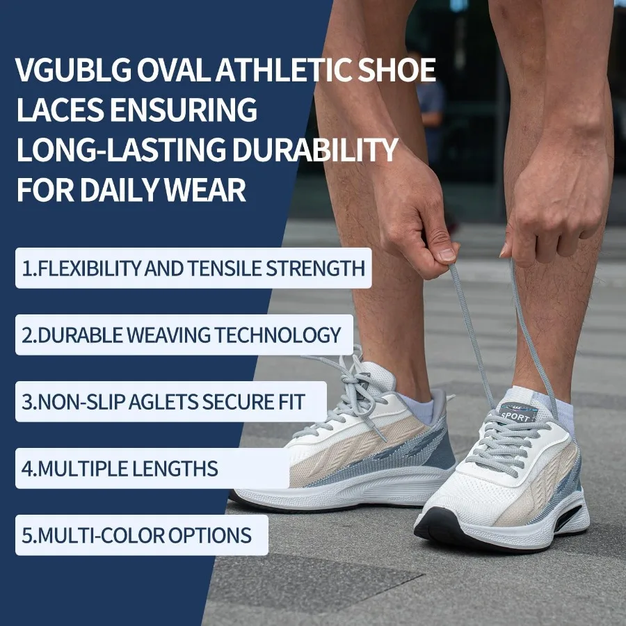 Oval  1/4" Athletic Shoe Laces Half Round 14 Dferent Lengths Ring Shoelace for Everone in 24"-79"